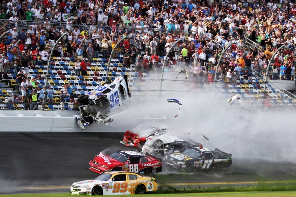 Frightening last-lap Nationwide crash rips safety fencing at Daytona