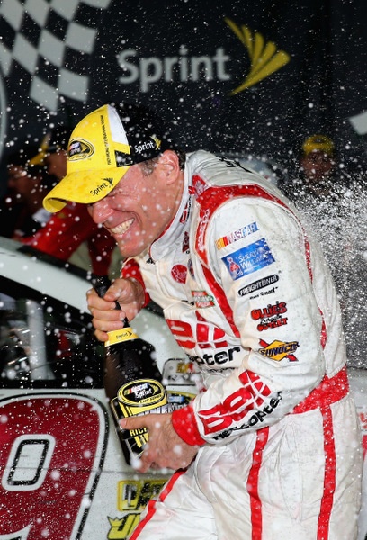 Harvick! In a furious finish, a zany finish to Saturday night's Richmond 400