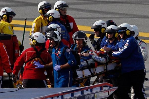 Eric McClure, alive and kicking: and thanking NASCAR for all those safety devices that just saved his life